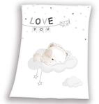 Herding Babydecke, Sleeping Little Bear Motiv, 75 x 100 cm, Polyester, Wei&szlig;