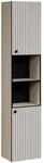 trendteam smart living PureBliss Hochschrank Kashmir Hellgrau Rillenoptik 2 offene
