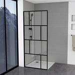 MARWELL Duschwand in modernem Design 90 x 195 cm - Trennwand aus Glas mit matt