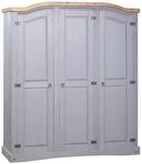 vidaXL Kleiderschrank Mexiko-Stil Kiefer Corona 3 T&uuml;ren Grau