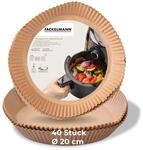 Fackelmann Backpapier f&uuml;r Hei&szlig;luftfritteuse &ndash; 20 x 20 cm rund, 40-teilig, &ouml;l-