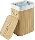 Juskys Bambus W&auml;schekorb Curly Natur 72L - Hygienischer & Faltbarer...