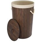 Juskys Bambus W&auml;schekorb Curly-Round Braun 55L - Hygienischer & Faltbarer