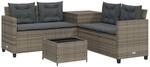 vidaXL Gartensofa in L-Form, Ecksofa mit Tisch Kissen, Sitzgruppe f&uuml;r Garten