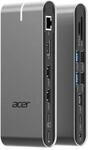 Acer 15-in-1 Dockingstation | USB 3.2 Gen 1, Typ-C | 100 Watt | Silber