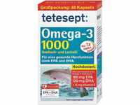 tetesept Omega-3 1000 - Seefisch- und Lachsöl Kapseln - Hochdosierte Omega 3