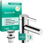 hansgrohe Zesis S - Waschtischarmatur mit Push-Open Ablauf, energiesparend