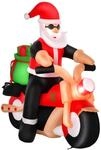 HOMCOM Aufblasbarer Weihnachtsmann auf einem Motorrad 165 cm beleuchtet Riesige