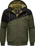 Ragwear Herren warme Winterjacke kurz mit Verstellbarer Kapuze Wings Olive23 Gr. L