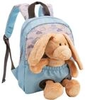 NICI Kinderrucksack 21x26cm hellblau mit flauschigem Kuscheltier Hase 25cm - Kita
