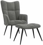 vidaXL Relaxsessel mit Hocker Dunkelgrau Samt