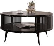 Mirjan24 Couchtisch Rajkon, runde Form (Black Pietra Grigia, Schwarz) | Moderner