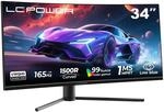 LC-POWER LC-M34-UWQHD-180-C 34 Zoll UWQHD Ultrawide Curved Monitor, 3440 x 1440,