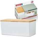 tesa Baboo Badorganizer M mit Bambus-Deckel, matt-wei&szlig; - Bad-Aufbewahrungsbox zur