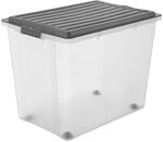 Rotho Compact Aufbewahrungsbox 70l mit Deckel und Rollen, Kunststoff (PP) BPA-frei,