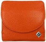 Kleine Geldb&ouml;rse Damen, Reise Portemonnaie, viele F&auml;cher, Leder orange, RFID