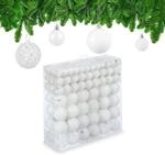 Relaxdays Weihnachtskugeln im 150er Set, glitzernde, Matte & gl&auml;nzende