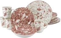 CreaTable, 22257, Serie Damask rot, 16-teiliges Geschirrset f&uuml;r 5 Personen,