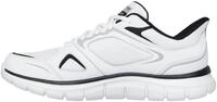 Skechers Track Ezral Herren-Sneaker, Wei&szlig;es Leder, schwarzes Netz-PU, 41 EU