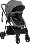2-in-1 Kinderwagen Hellgrau und Schwarz Stahl