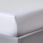 HOMESCAPES Luxus Spannbettlaken 160x200 cm wei&szlig;, Satin-Spannbetttuch, 100%