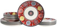 CreaTable, 24009, Serie Sumaya Red, 18-teiliges Geschirrset f&uuml;r 6 Personen, Teller