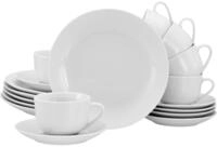 CreaTable, 21924, Serie Luna Weiss, 18-teiliges Geschirrset f&uuml;r 6 Personen,