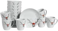 CreaTable, 21498, Serie Luna Hirsch, 18-teiliges Geschirrset f&uuml;r 6 Personen,