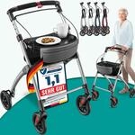 ELONEO Wohnungsrollator 54cm breit, faltbar und leicht, inkl. Tablett &...