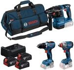 Bosch PRO 18V System Combo Kit: GSR 18V-65 + GDX 18V-285 + GBH 18V-22 | inkl. 3x GBA