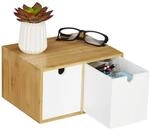 Relaxdays Schreibtisch Organizer, 2 Schubf&auml;cher, Bambus & MDF, Aufbewahrungsbox