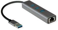 ROLINE USB 3.2 Gen 1 zu Gigabit Ethernet Konverter + Hub 3X