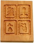 ST&Auml;DTER Springerle Model 4 Motive - Traditionelle Holz-Pr&auml;geform zur