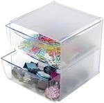 Deflecto Aufbewahrungsbox Cube, 2 Schubladen, 153 x 153 x 183 mm, aus glasklarem
