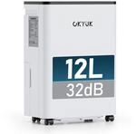 OKYUK Luftentfeuchter Elektrisch 12L mit Digitaler Luftfeuchtigkeitsanzeige, 32dB