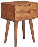 Wohnling Nachtkonsole 47x36x66 cm Sheesham Massivholz, 2 Schubladen |...