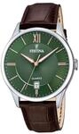 Festina Herren Uhr Analog mit Braunem Lederarmband - Quarzwerk - Kalender -