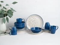 CreaTable, 24183, Serie Joy Dots Blau, 16-teiliges Geschirrset f&uuml;r 4 Personen,