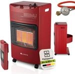Juskys&reg; Keramik Gasheizung GS42US in Rot - 4200 W mit Druckregler & Schlauch -