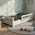 Juskys Kinderbett Naya - 80x160 cm Bett mit Rausfallschutz & Lattenrost - Holz