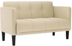 vidaXL Zweisitzer-Sofa Creme 111 cm Stoff, Zweiersofa, Sofa, gepolstertes Sofa,