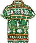 King Kameha Funky-Hawaii-Hemd, Weihnachten, Herren, Kurzarm, Christmas-Rows, Gr&uuml;n, L