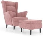 vidaXL Ohrensessel mit Hocker Armlehnen Fernsehsessel Polstersessel Loungesessel