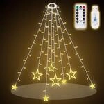 SALCAR 2m Christbaumbeleuchtung mit Ring, Sterne Lichterkette Weihnachtsbaum mit