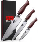 SHAN ZU Messerset 3-teilig, Japanisches K&uuml;chenmesserset aus 10Cr15MoV Edelstahl