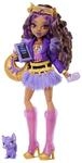 Monster High-Puppe, Clawdeen Wolf in violetter Moto-Jacke und Fellrock mit
