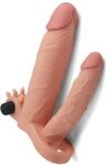 LoveToy PleasurexTender Vibrating Double Penis Sleeve + 5 cm, Nude