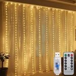 SALCAR 3x3m 300 LED Lichtervorhang Innen, 8 Modi LED Lichterkette Vorhang mit...