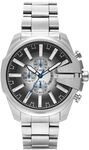 Diesel Mega Chief Slim Herren Silber-Ton Edelstahl Uhr, DZ4686