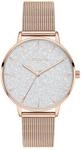 Tamaris Armbanduhr Damen Quarzuhr Analog 36mm, mit Edelstahl Armband, Glitzer, 3 ATM
